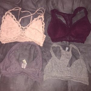 AE, VS, F21, TILLYS lace bralette bundle S+M